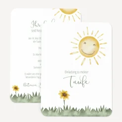 Einladung Taufe runde Ecken "Sonne mit Blume"