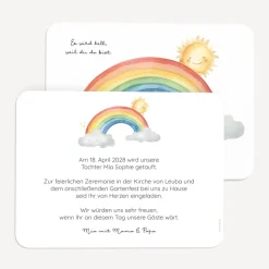 Einladung Taufe runde Ecken "Wolke mit Regenbogen"