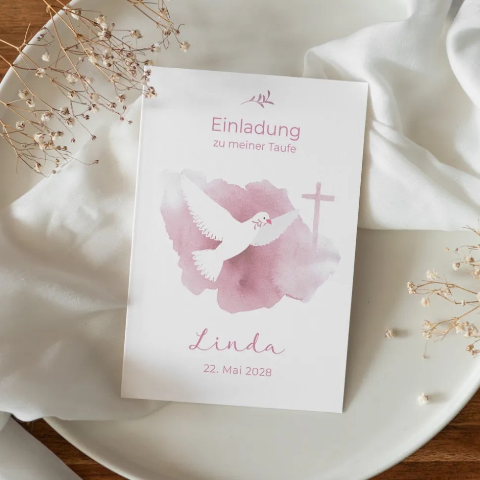 Einladung Taufe "Taube"