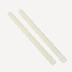 2er Set Stabkerzen gedreht creme 26 cm