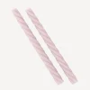 2er Set Stabkerzen gedreht puderrosa 26 cm