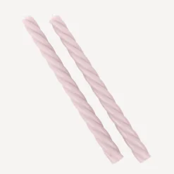 2er Set Stabkerzen gedreht puderrosa 26 cm