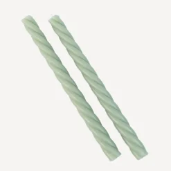 2er Set Stabkerzen gedreht salbeigrün 26 cm