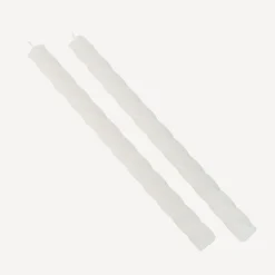 2er Set Stabkerzen gedreht weiß 26 cm