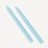2er Set Stabkerzen mit Rillen hellblau 25 cm