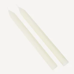 2er Set Stabkerzen mit Rillen weiß 25 cm