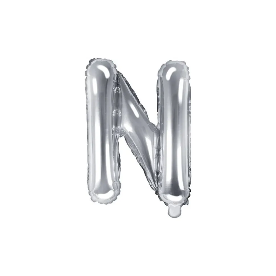 Folienballon Buchstabe "N" silber 35 cm