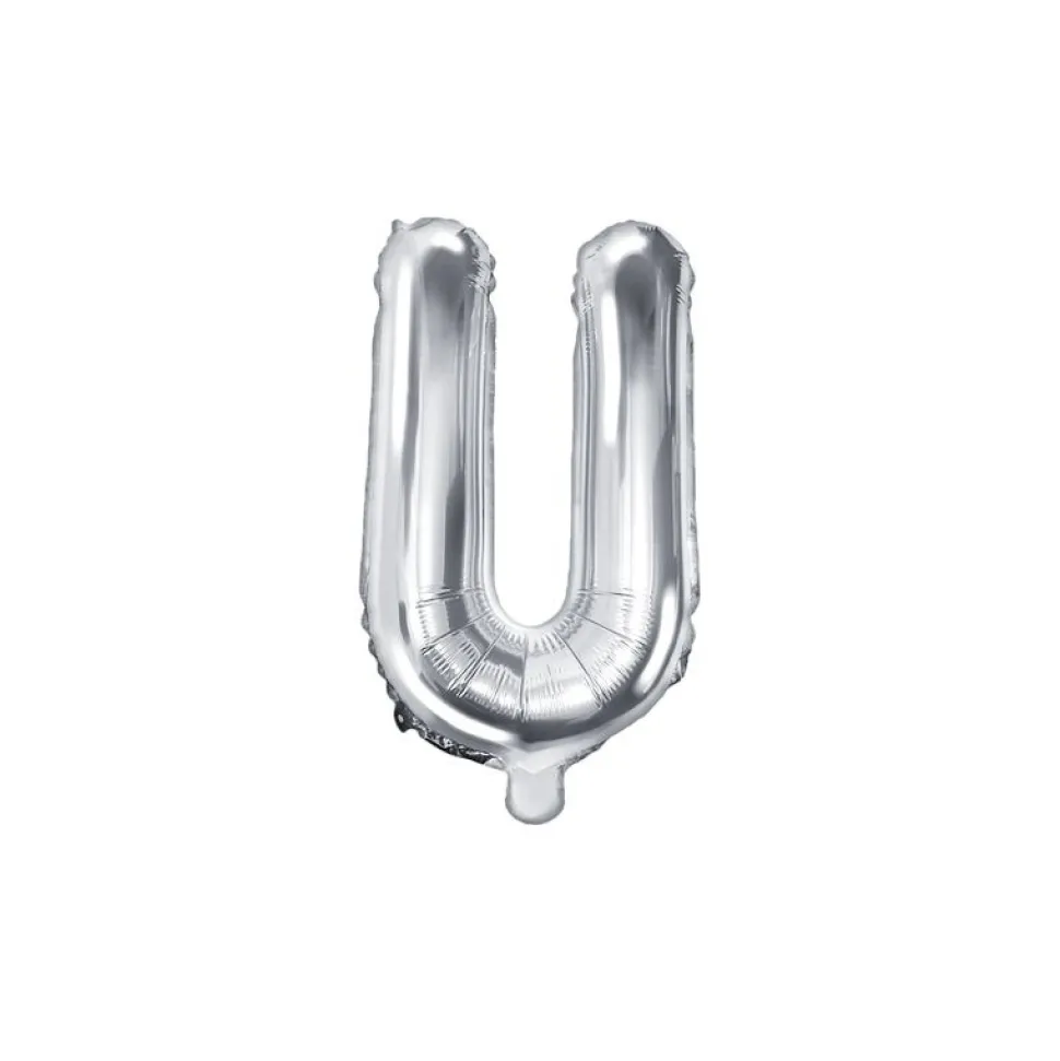 Folienballon Buchstabe "U" silber 35 cm