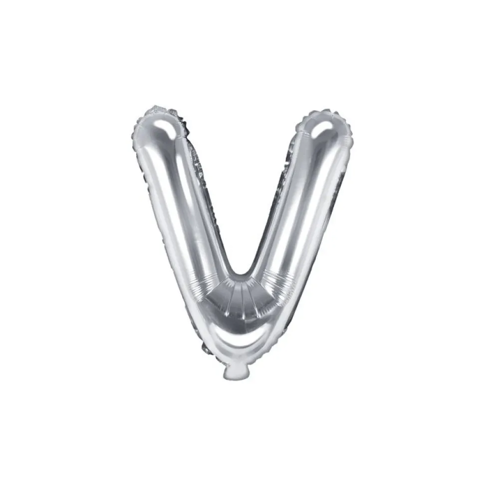 Folienballon Buchstabe "V" silber 35 cm