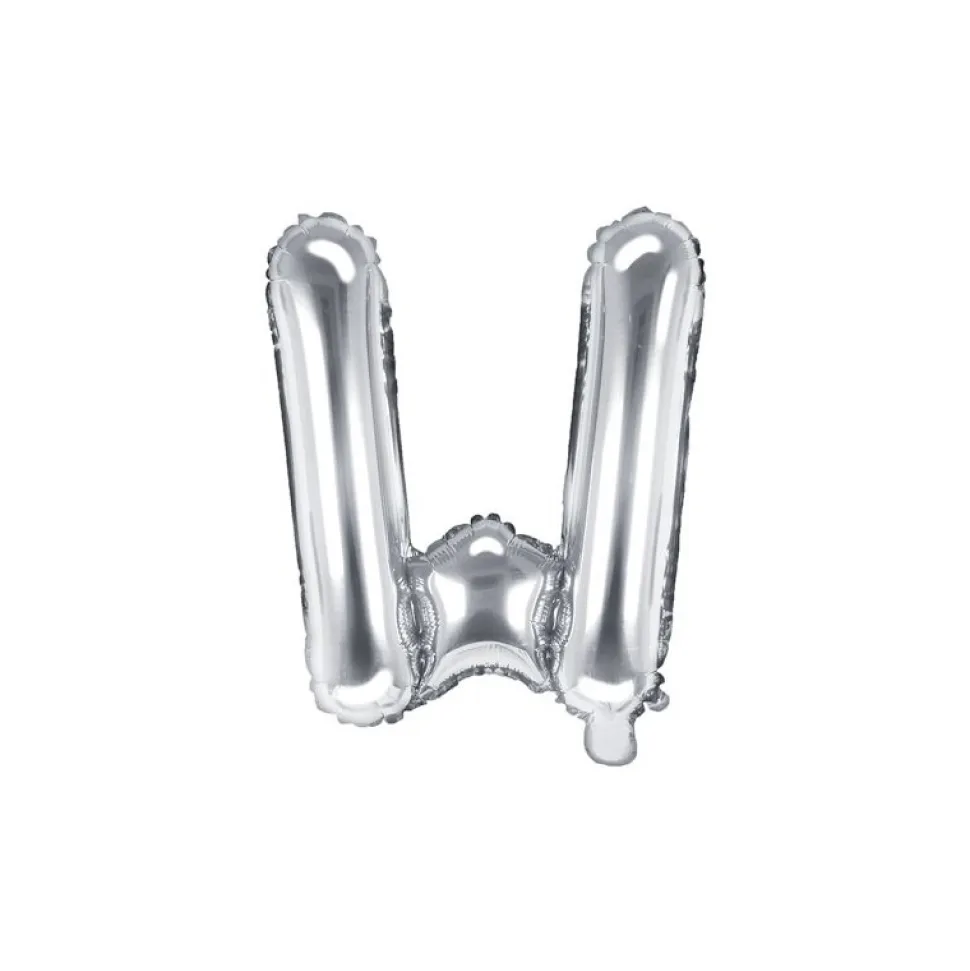 Folienballon Buchstabe "W" silber 35 cm