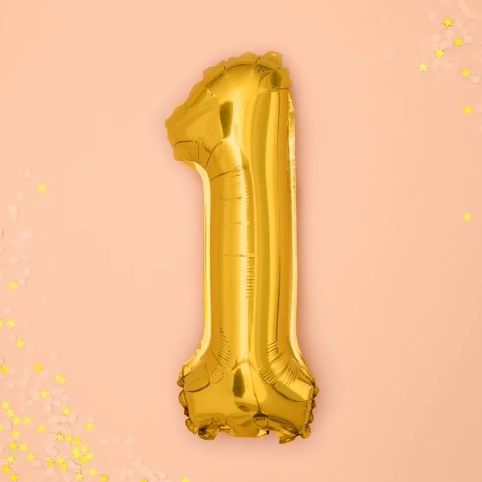 Folienballon "1" gold 35 cm