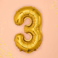 Folienballon "3" gold 35 cm