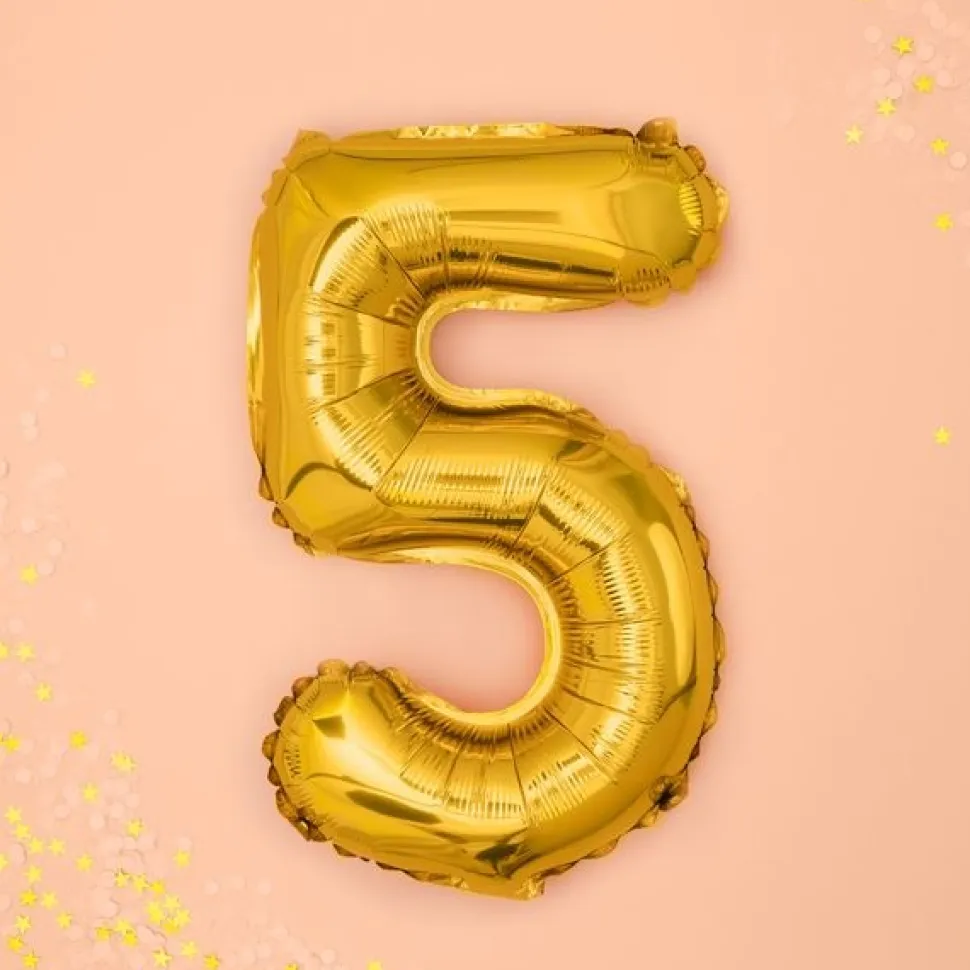 Folienballon "5" gold 35cm