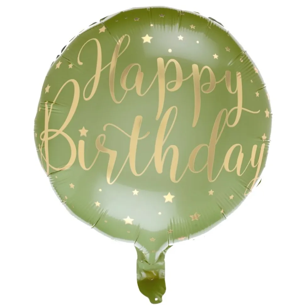 Folienballon "Happy Birthday" olivgrün Ø 45 cm