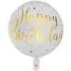 Folienballon "Happy Birthday" weiß Ø 45 cm