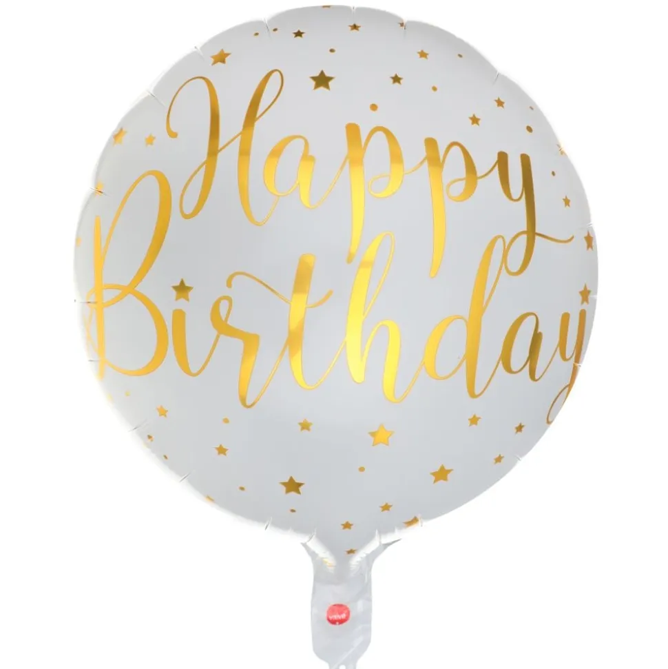 Folienballon "Happy Birthday" weiß Ø 45 cm