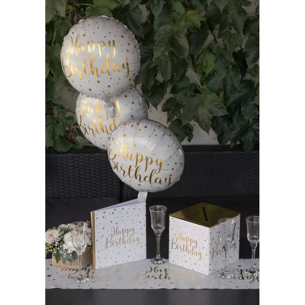 Folienballon "Happy Birthday" weiß Ø 45 cm