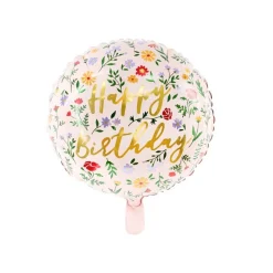 Folienballon Happy Birthday Blumen Ø 35 cm