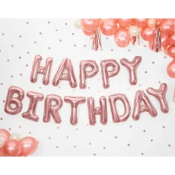 Folienballon "HAPPY BIRTHDAY" roségold 35 x 340 cm