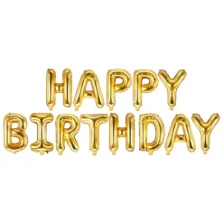 Folienballon "HAPPY BIRTHDAY" gold 35 x 340 cm