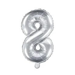 Folienballon "8" silber 35 cm