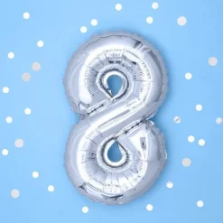 Folienballon "8" silber 35 cm