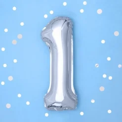 Folienballon "1" silber 35 cm