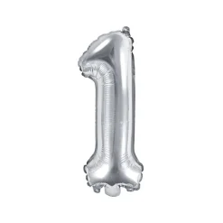 Folienballon "1" silber 35 cm