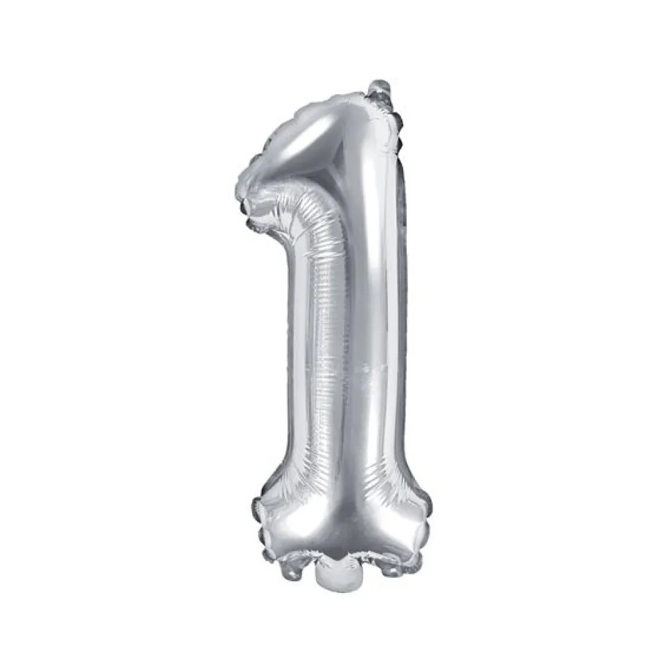 Folienballon "1" silber 35 cm