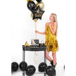 Folienballon Stern "Happy Birthday" schwarz 40 cm