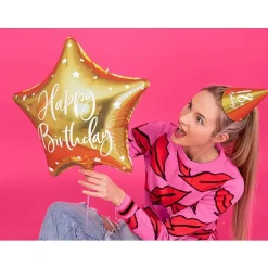 Folienballon Stern "Happy Birthday" gold 40 cm