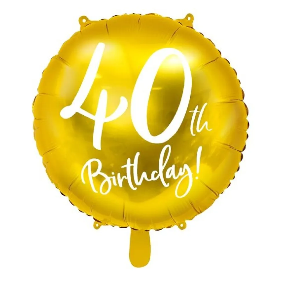Folienballon "40th Birthday" gold Ø 45 cm