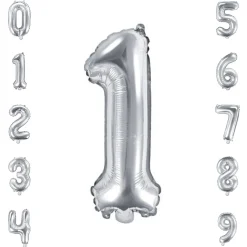 Folienballon Zahlen 0 - 9 silber 86 cm