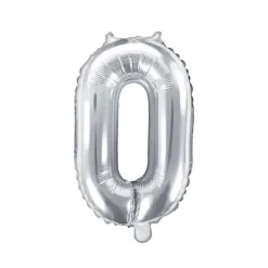 Folienballon Zahl "0" silber 35 cm