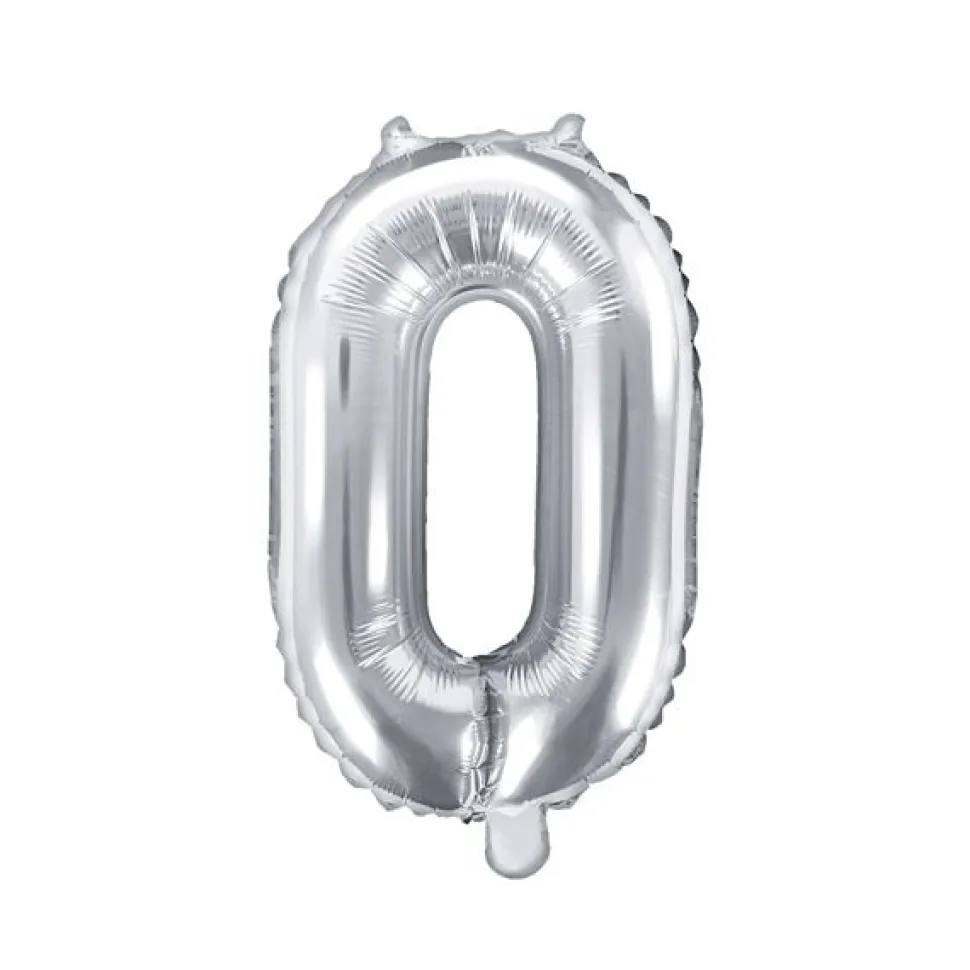 Folienballon Zahl "0" silber 35 cm