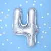 Folienballon Zahl "4" silber 35 cm