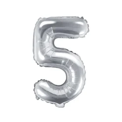 Folienballon Zahl "5" silber 35 cm