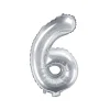 Folienballon Zahl "6" silber 35 cm