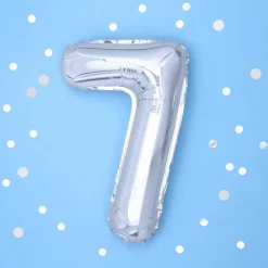 Folienballon Zahl "7" silber 35 cm