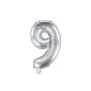Folienballon Zahl "9" silber 35 cm