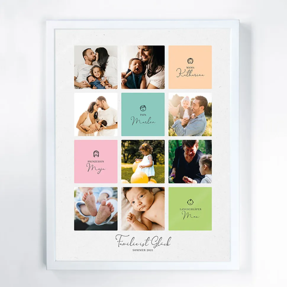 Fotocollage Familie Pastell als Download oder Druck