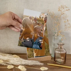 Fotogeschenk 12er Set mit Fotoaufsteller Holz hoch