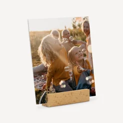 Fotogeschenk 12er Set mit Fotoaufsteller Holz quadratisch