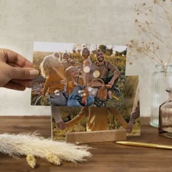 Fotogeschenk 12er Set mit Fotoaufsteller Holz quer