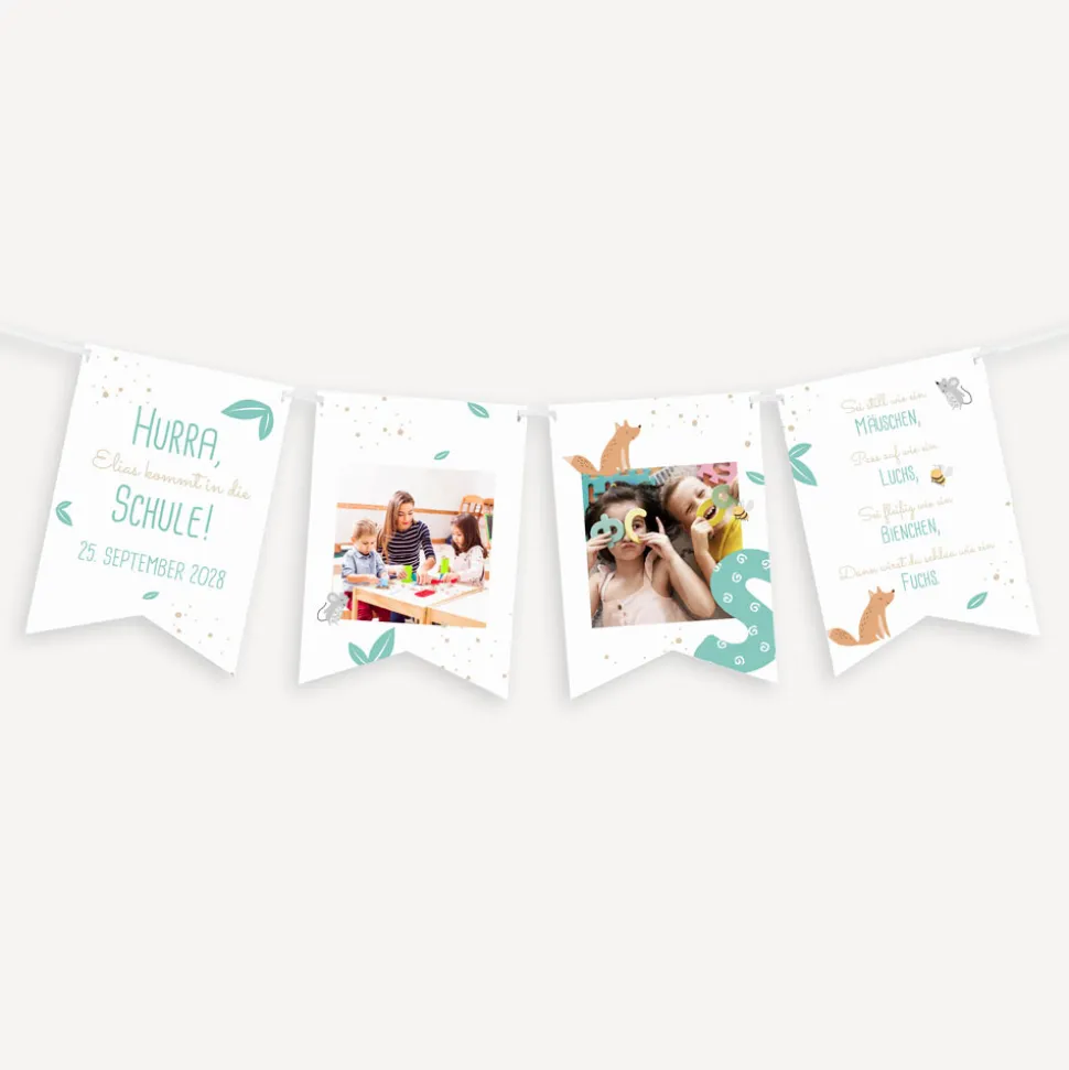 Fotogirlande Einschulung "Tierische Buchstaben"