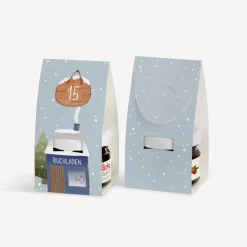 Frühstück Adventskalender mit Honig + Konfitüre inkl. Geschenktäschchen "Häuser"