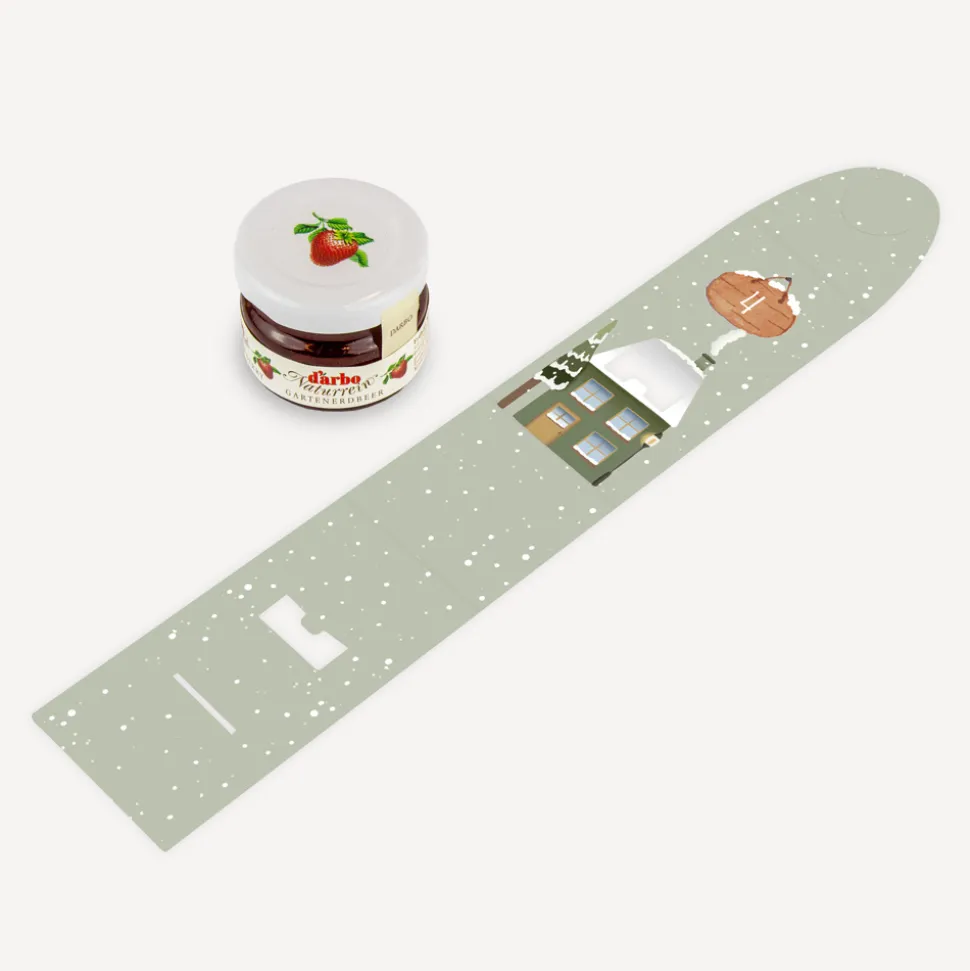 Frühstück Adventskalender mit Honig + Konfitüre inkl. Geschenktäschchen "Häuser"