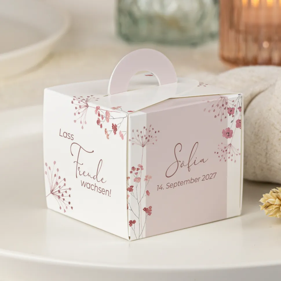 Gastgeschenk Anzuchtset Box "Trockenblumen Blush"