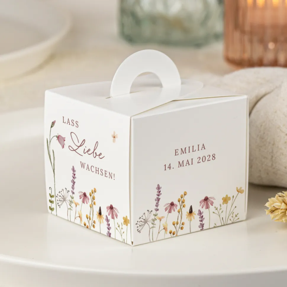 Gastgeschenk Anzuchtset Box "Wildromantische Blüten"