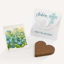 Gastgeschenk Anzuchtset Herz Kommunion Junge "Kreuz Modern"